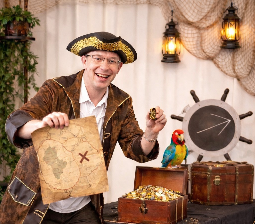 Kinderzauberer Martino präsentiert sein Zauberprogramm für Kinder "Der Schatz des Piraten Joe" auch gerne in Thüringen oder Bayern.